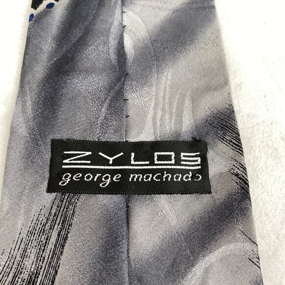 ZYLOS George Machado Neck Tie Mens 59x4 Abstract Black Gray Brown Classic SILK - Picture 3 of 5